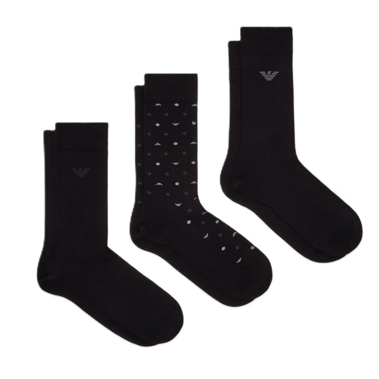 Emporio Armani 3 Pack Calze Corte Uomo Allover Eagle EM000554-AF18145-MC364