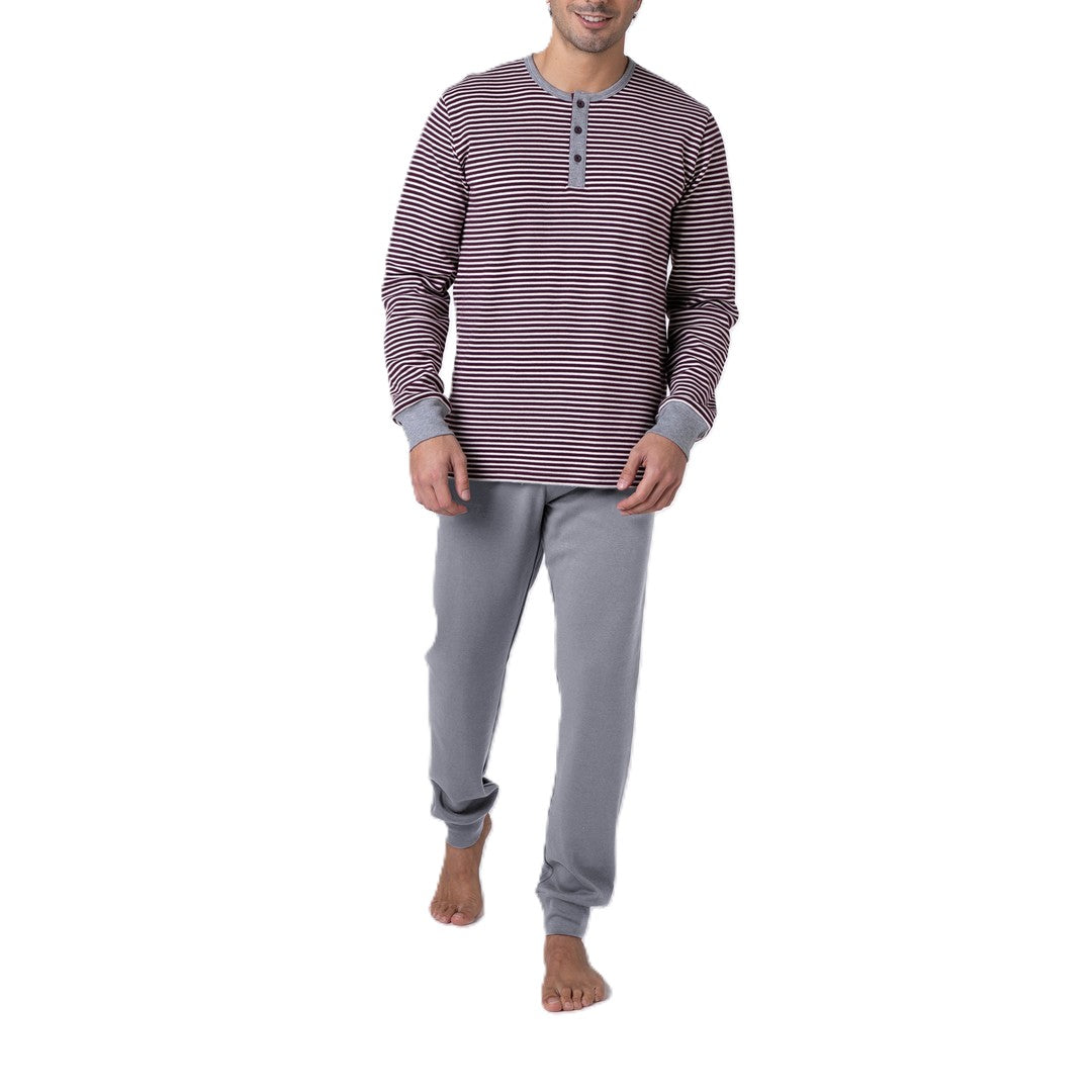 Lovable Pigiama Uomo Serafino Lungo Caldo Cotone - 9L0EA