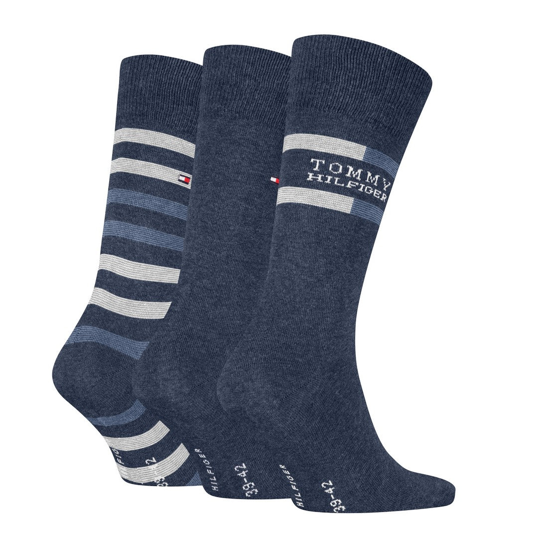 Tommy Hilfiger Uomo Calze Corte Fantasia Rigata 3P Giftbox Jeans 701235376 003