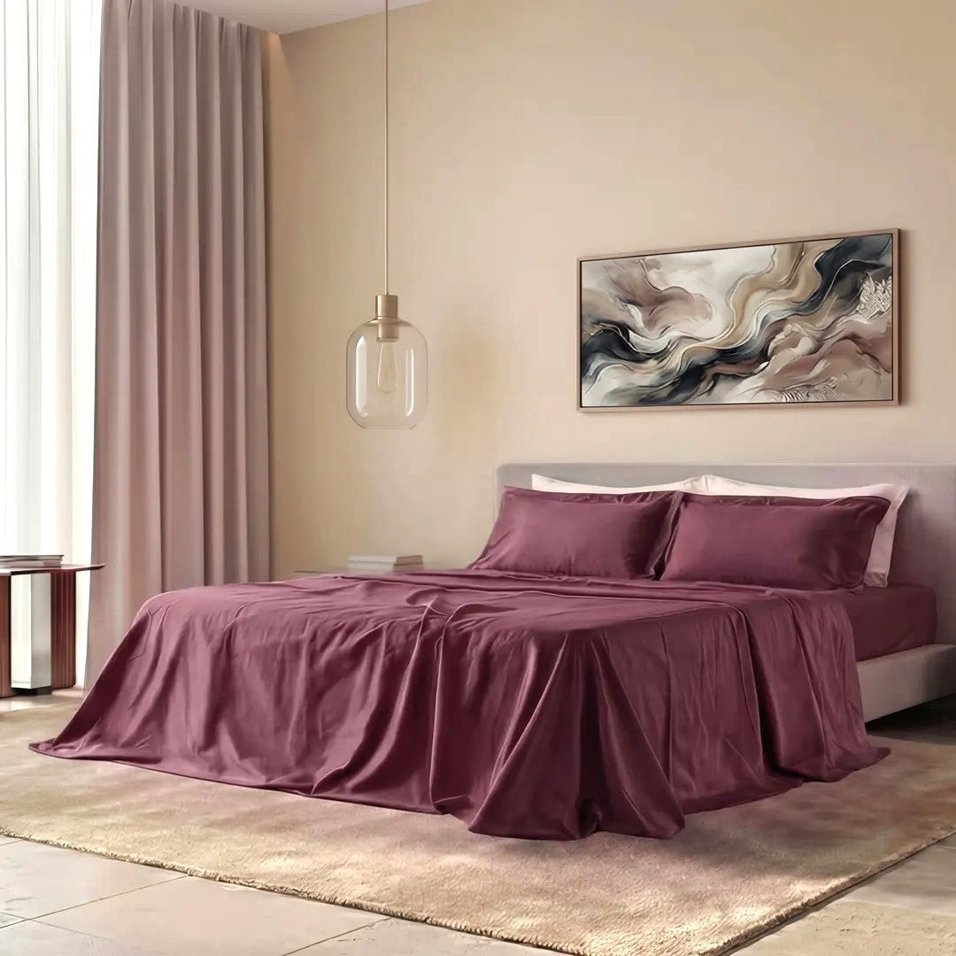 Reevèr Charme Completo Lenzuola Matrimoniale Raso di Cotone Mosto - LN0259 100