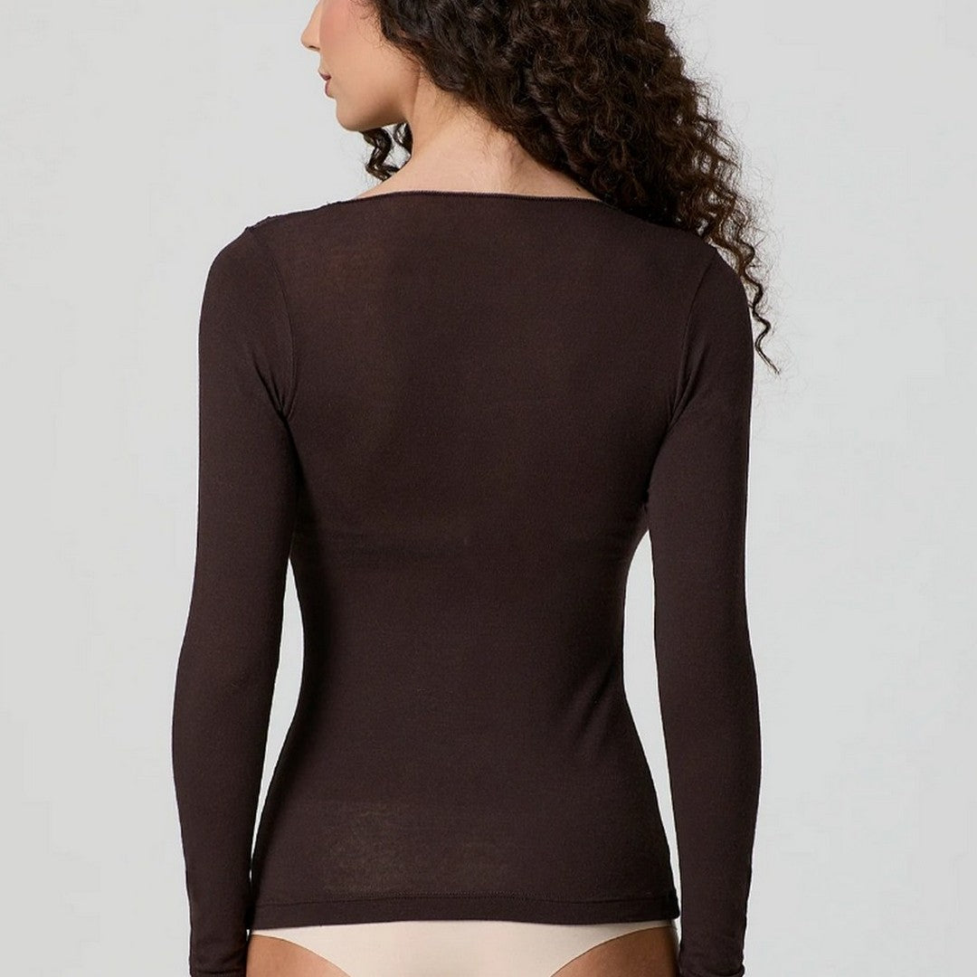 Jadea Donna Maglia in Cashmere Scollo a V con Inserto Pizzo
