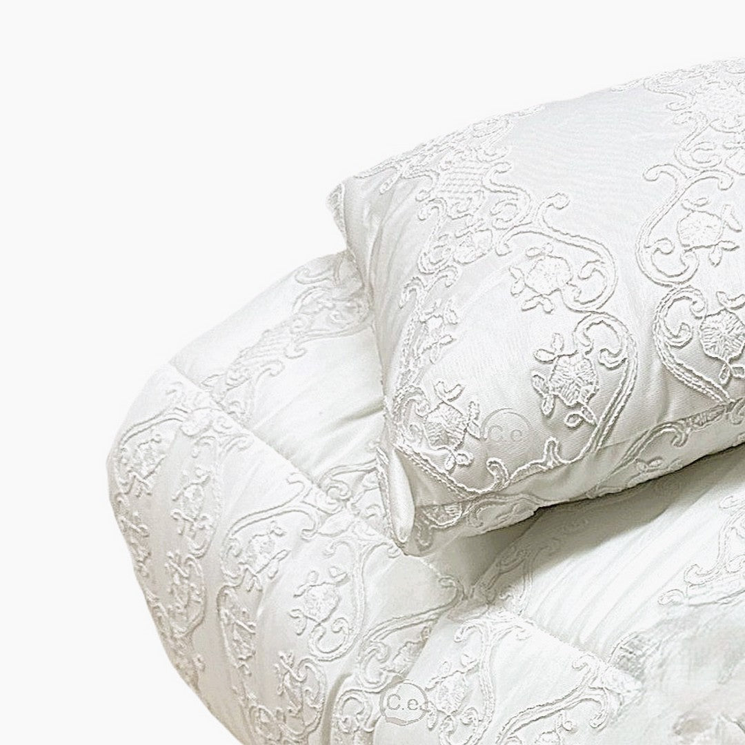 Laura Blasi Trapunta Matrimoniale Organza Ricamata con Cuscini Olimpia