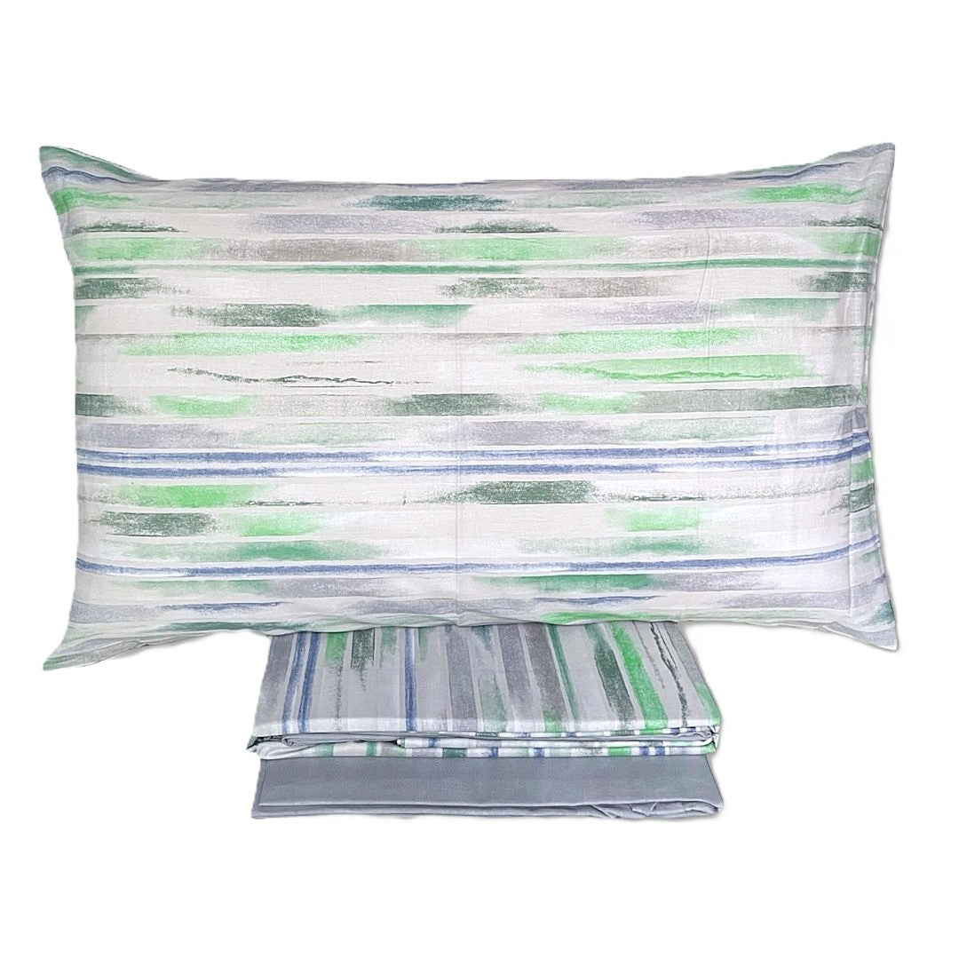 Bassetti Completo Lenzuola Matrimoniale Upright 4 Federe Verde