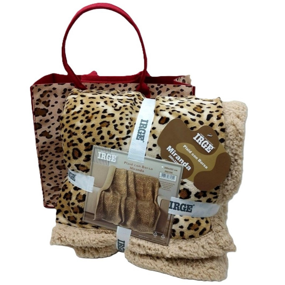 Irge Plaid Matrimoniale animalier 200x225 con Pelliccia Miranda