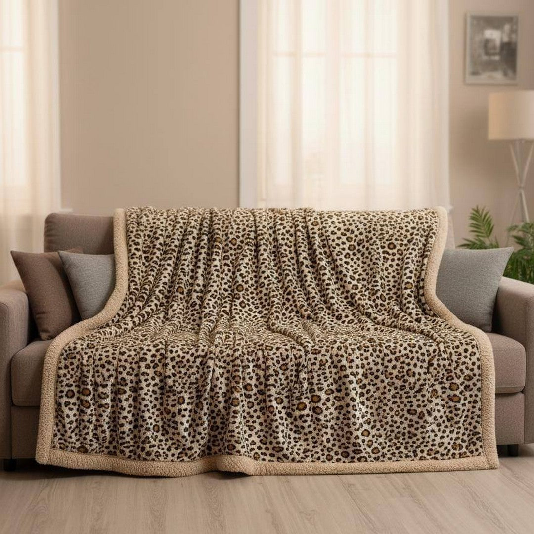 Irge Plaid Matrimoniale animalier 200x225 con Pelliccia Miranda