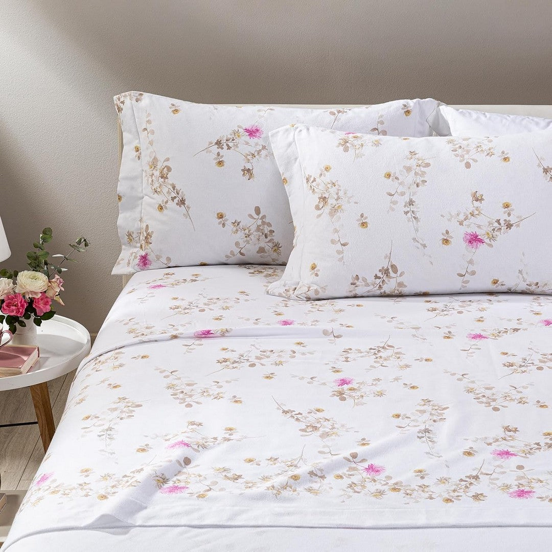 Caleffi Completo Lenzuola in Flanella di Puro Cotone Verbena