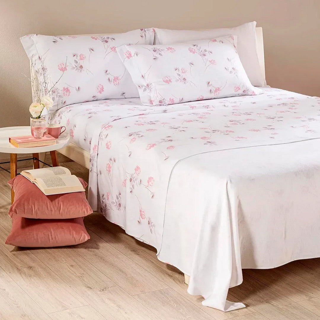 Caleffi Completo Lenzuola in Flanella di Puro Cotone Flores