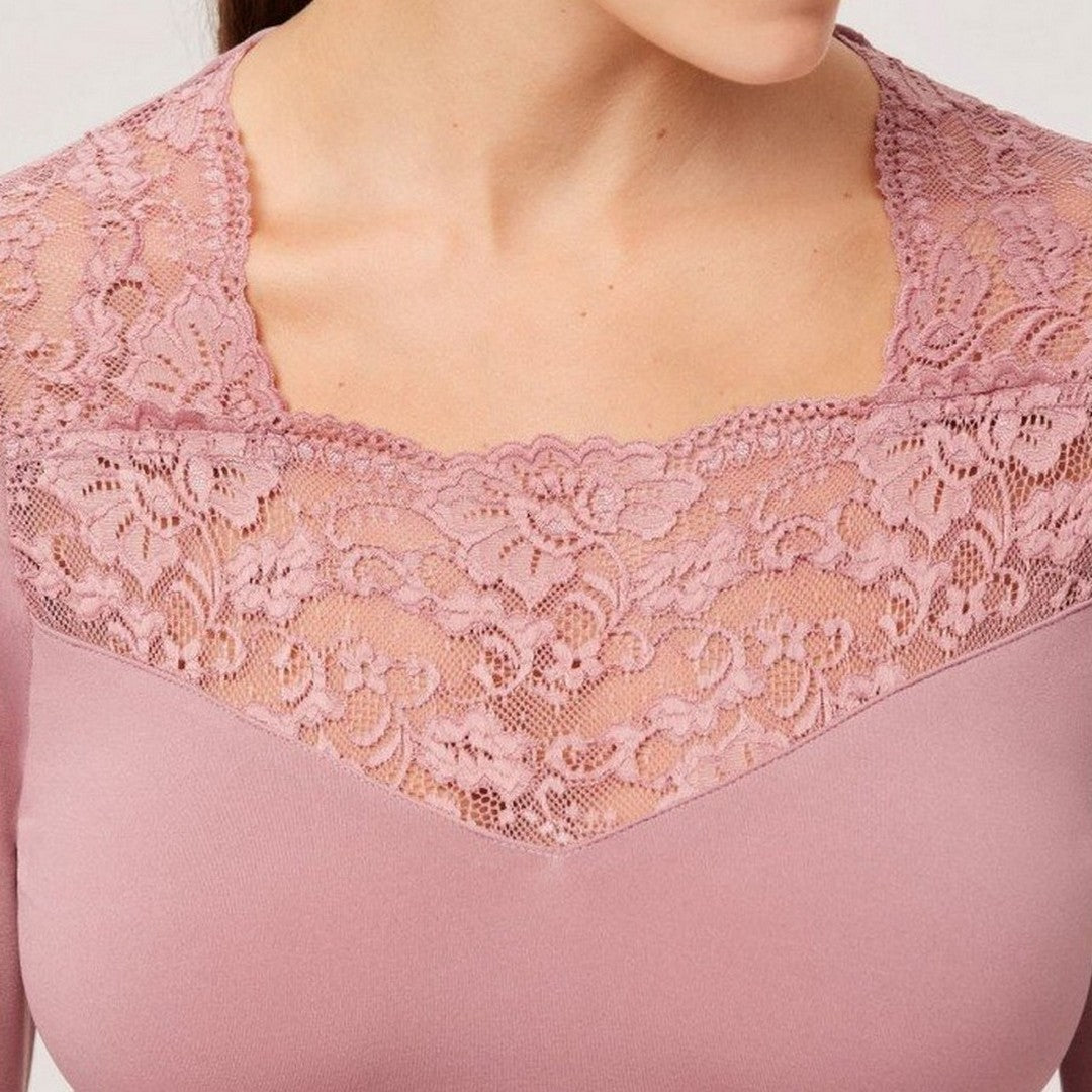 Ysabel Mora Maglia Termica Donna a Maniche Lunghe Con Pizzo