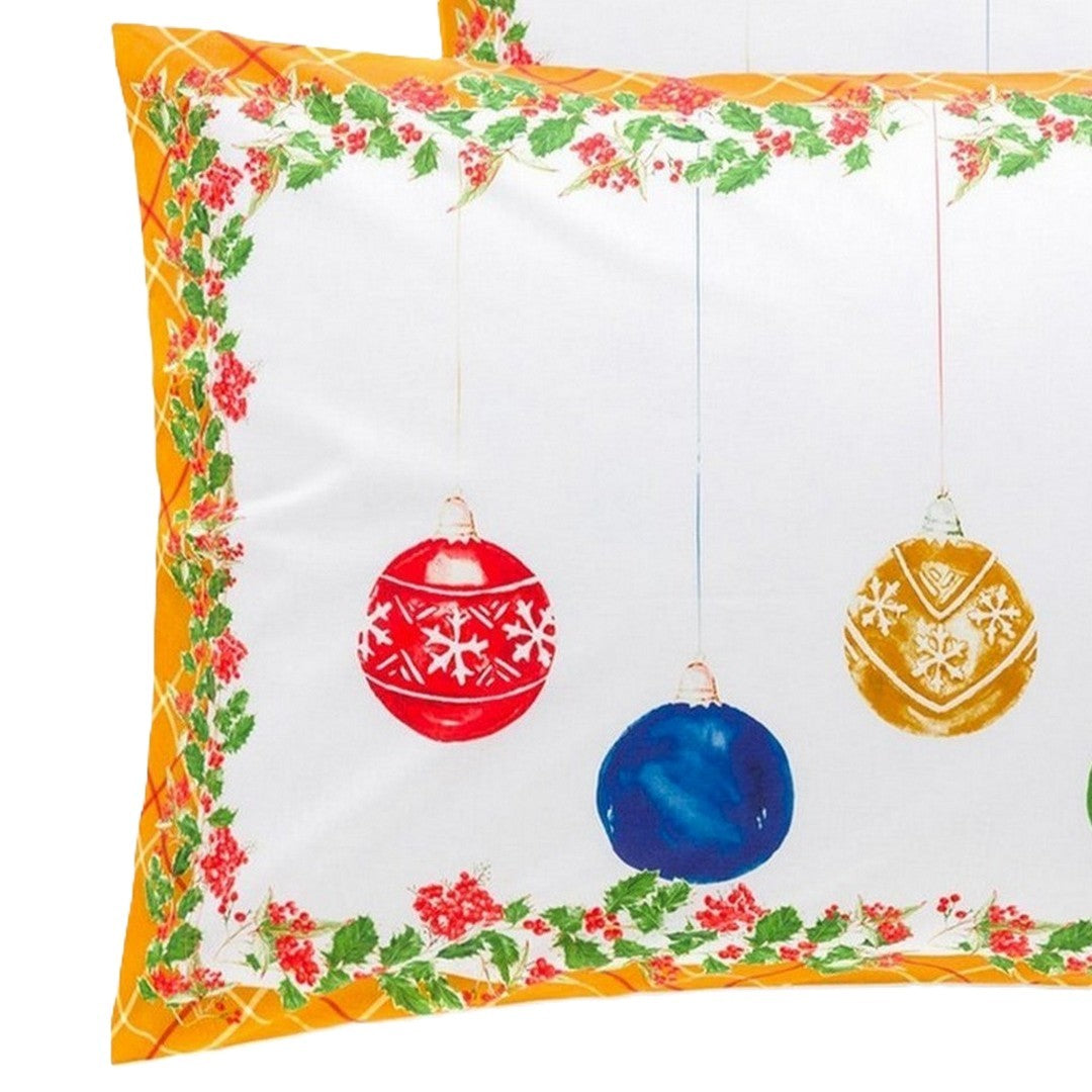 Riviera Coppia Federe in Puro Cotone  Stampa Natalizia Addobbi