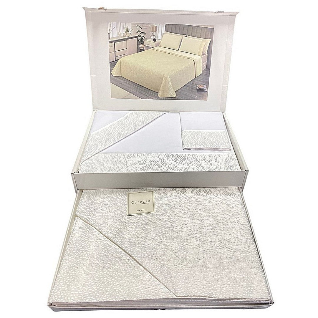 Carezze Set Lenzuola e Copriletto Matrimoniale Arabella Bianco