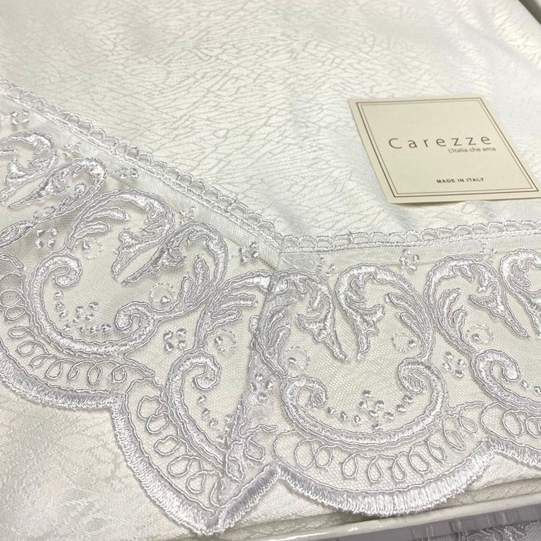 Carezze Set Lenzuola e Copriletto Matrimoniale Antigue Bianco