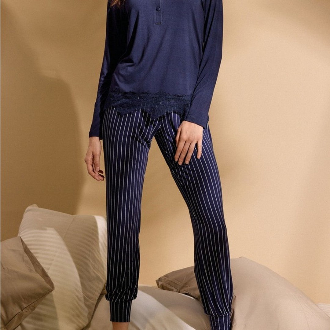 Lormar Pigiama Donna in Viscosa Manica Lunga Pantalone Lungo