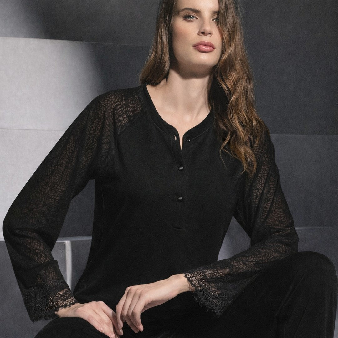 Lormar Pigiama Donna in Viscosa Manica Lunga Pantalone Lungo