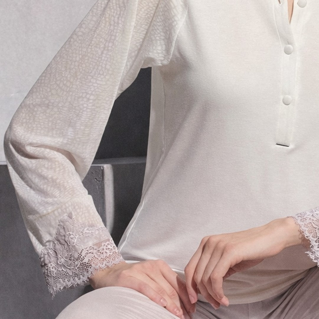 Lormar Pigiama Donna in Viscosa Manica Lunga Pantalone Lungo