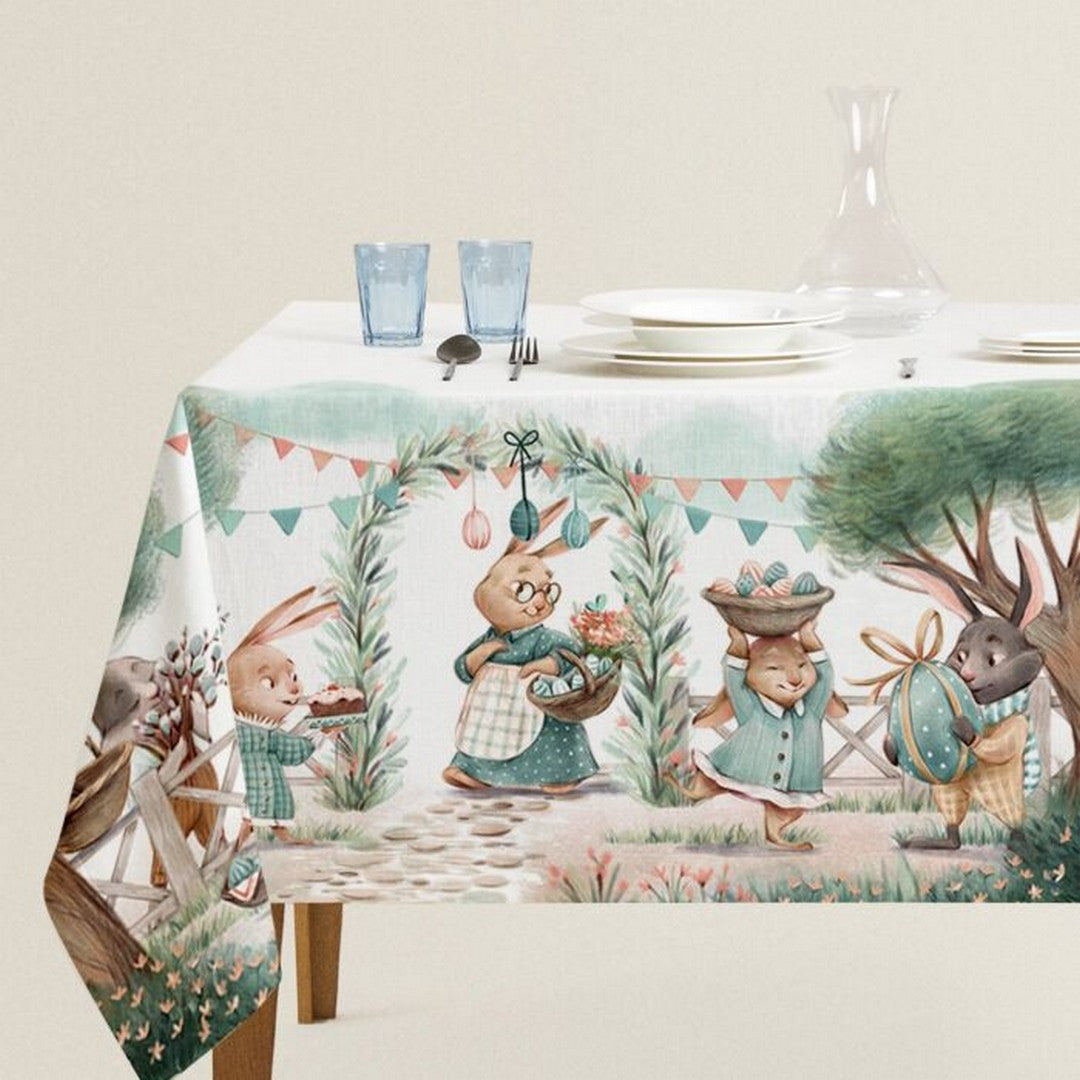 Antica Tessitura Italiana Tovaglia da Tavola in Cotone Conigli