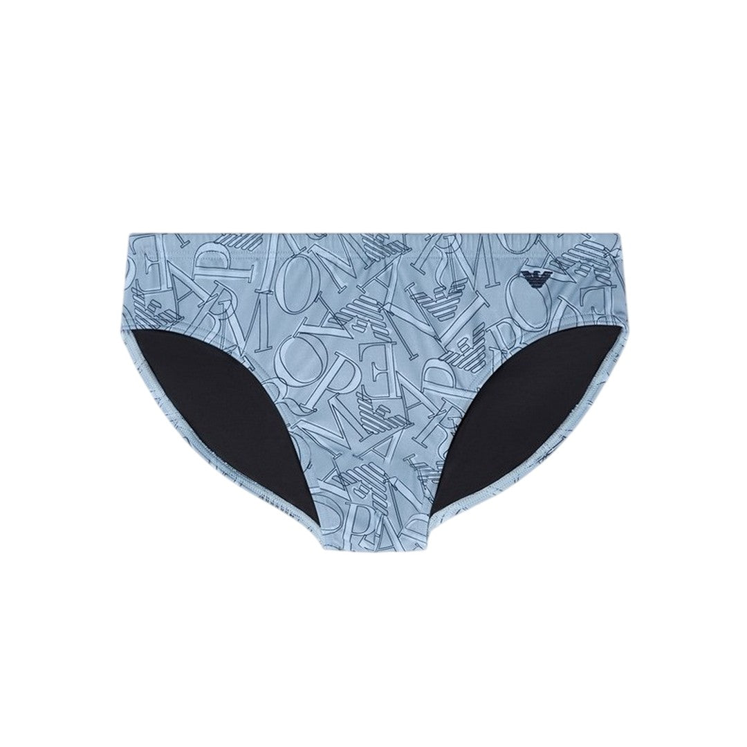 Emporio Armani Beachwear Uomo Slip Mare Logo All Over - EM000575 AF20437 F9027