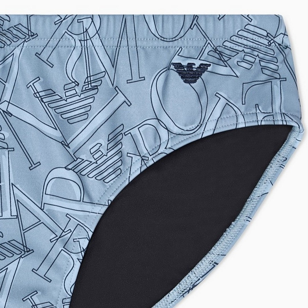 Emporio Armani Beachwear Uomo Slip Mare Logo All Over - EM000575 AF20437 F9027