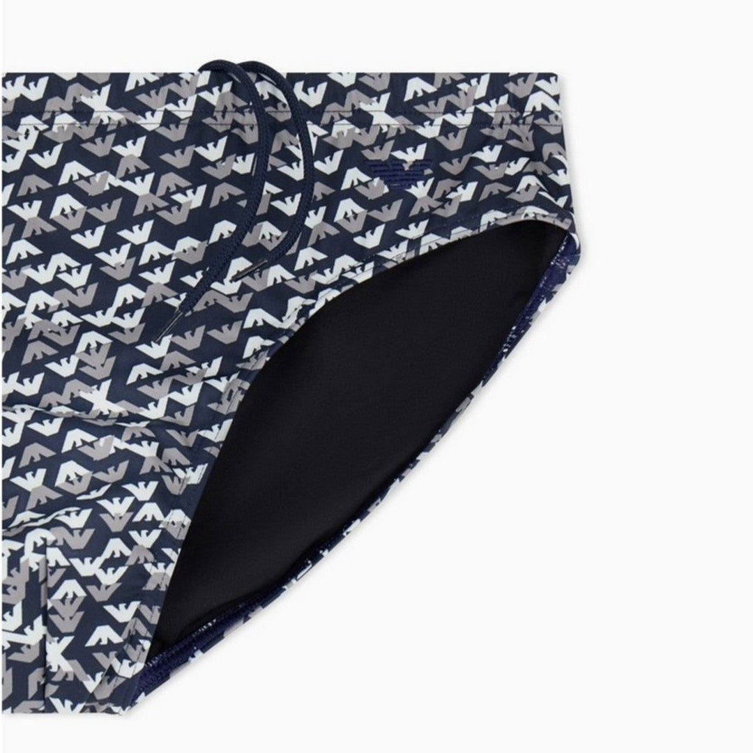 Emporio Armani Beachwear Uomo Slip Mare Logo All Over - EM000575 AF20437 FB356