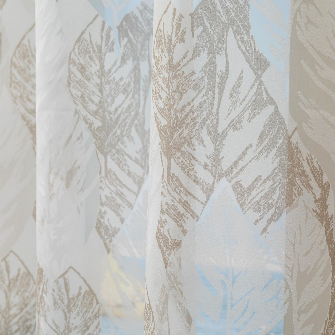 Linea Oro Tenda Foliage In Tessuto Jacquard Semitrasparente con Borchie