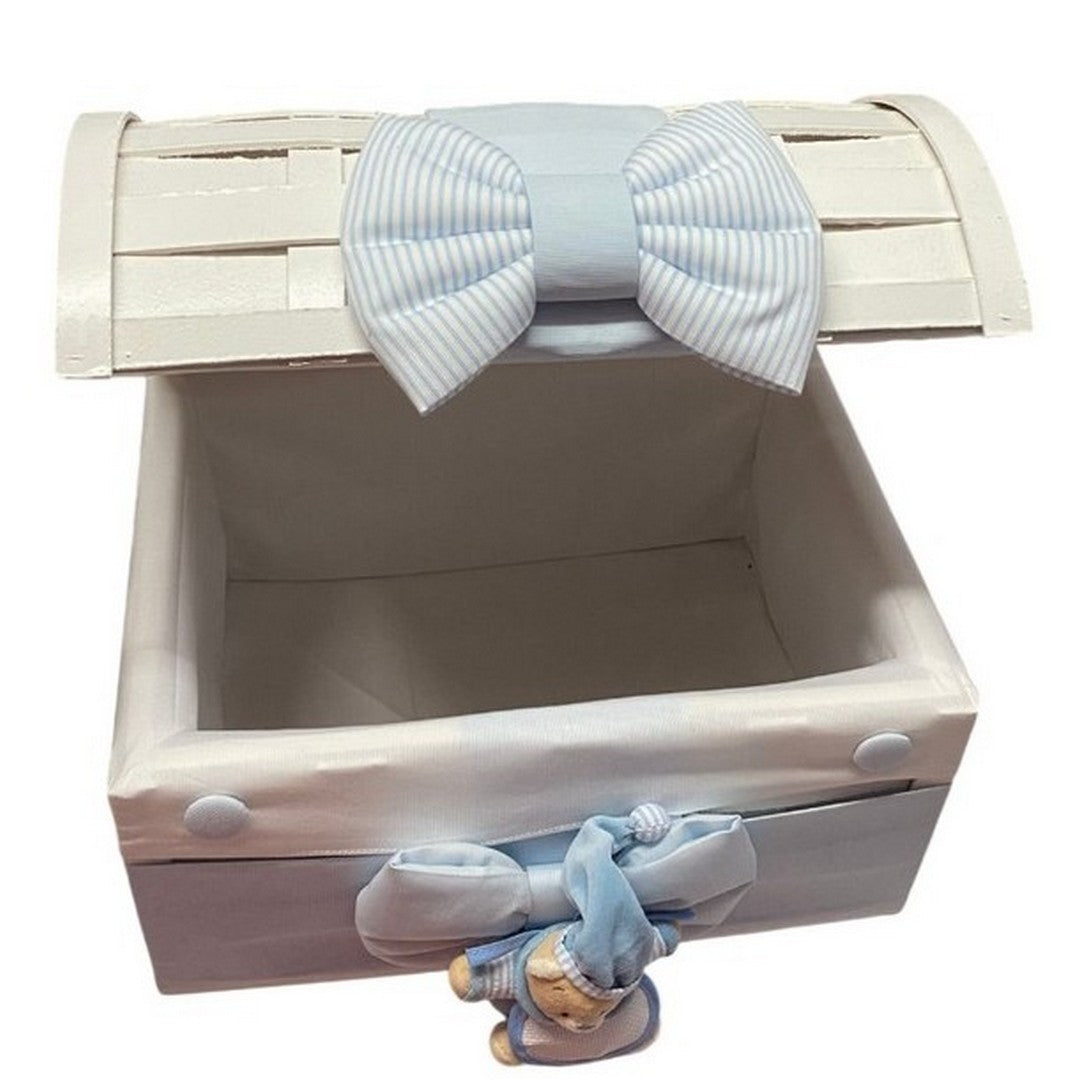 Bauletto Decorativo per Cameretta  Orsetto e Fiocchi Celesti