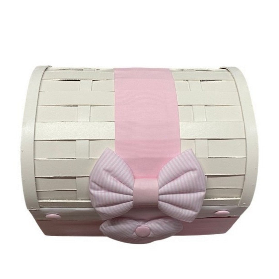 Bauletto Decorativo per Cameretta  Cuore e Fiocco Rosa