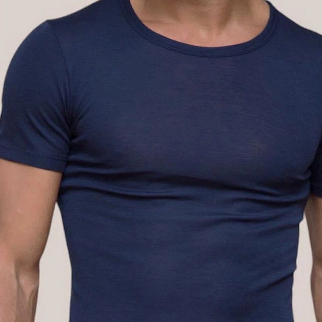 Madiva Maglia Uomo Mezza Manica Girocollo in Lana Merino e Seta