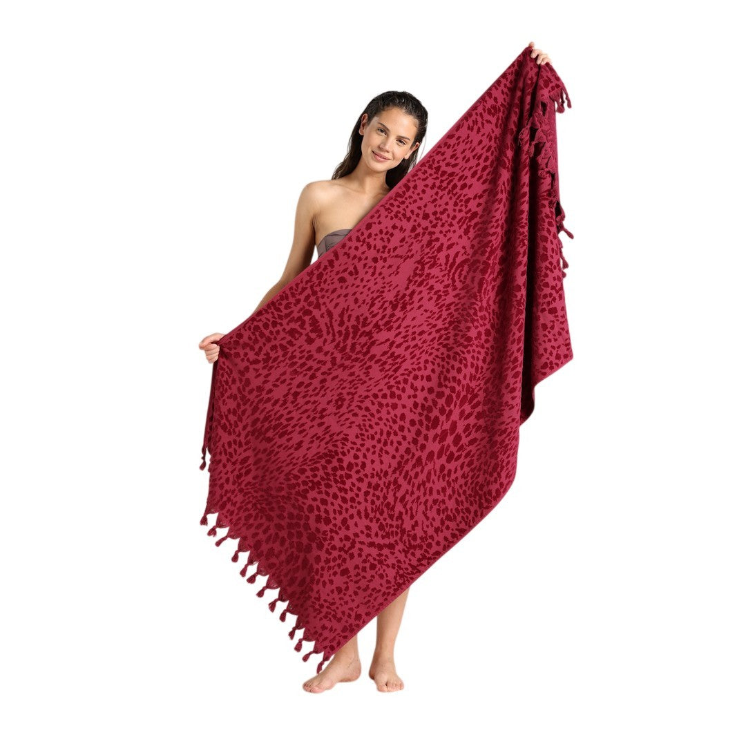 Noidinotte Telo Mare Spugna Velour Rasato Cherry Coral