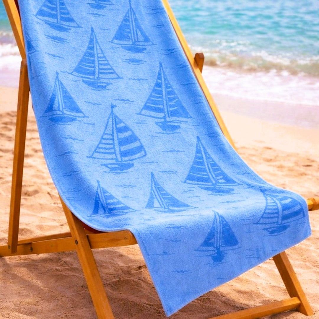 Noidinotte Telo Mare Spugna Velour Rasato Cobalto