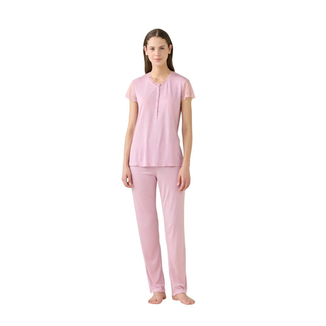Noidinotte Pigiama Donna Modal Manica Corta Pantalone Lungo - FA009679PB401