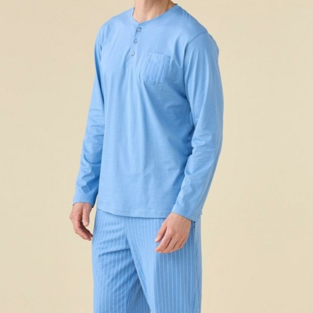 Noidinotte  Pigiama Uomo Jersey Di Cotone Manica Lunga