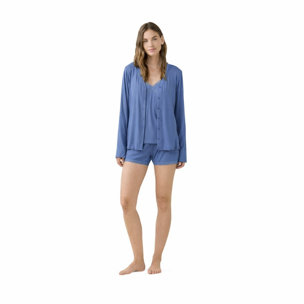 Noidinotte Completo Donna 4 Pz Pigiama Lungo e Corto in Costina Viscosa
