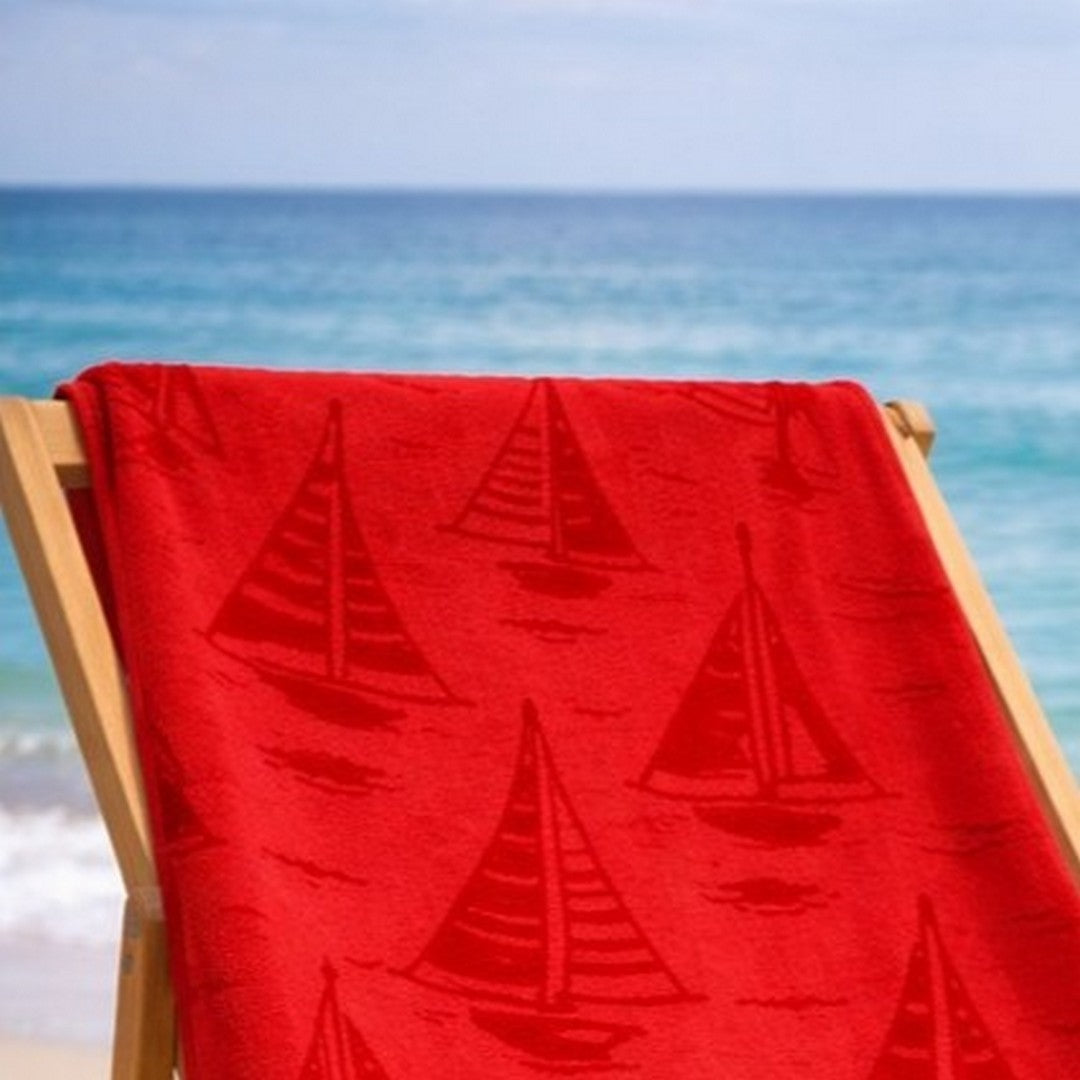 Noidinotte Telo Mare Spugna Velour Rasato Rosso