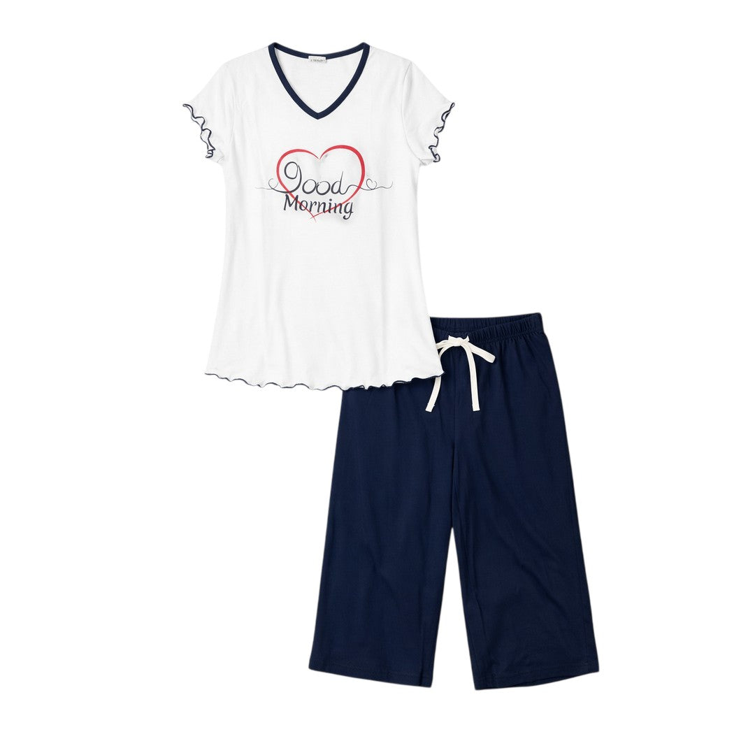 Lovable Donna Pigiama Manica Corta Capri in Jersey 9L0EQK