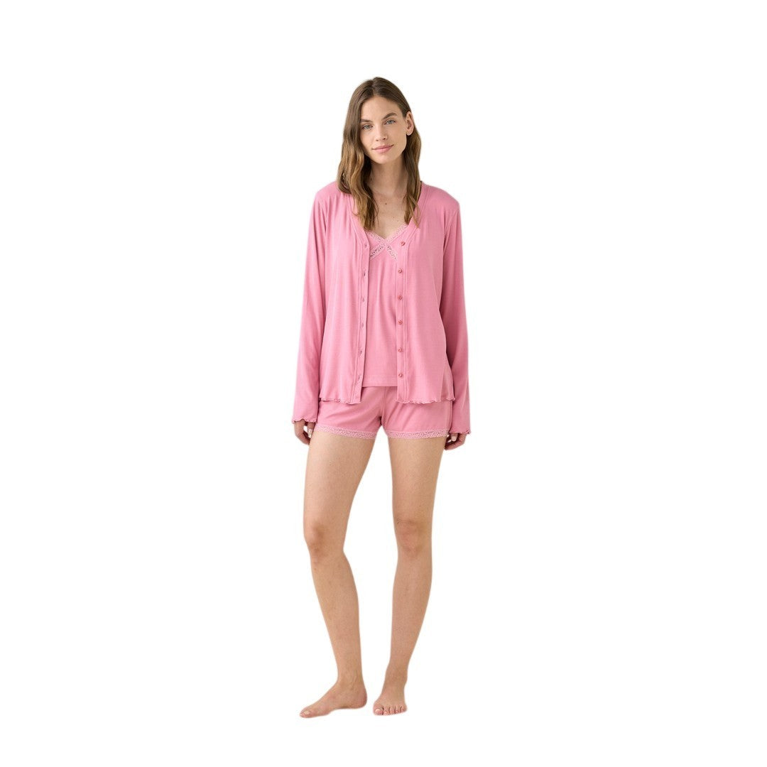 Noidinotte Completo Donna 4 Pz Pigiama Lungo e Corto in Costina Viscosa