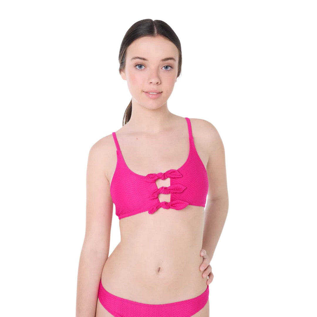 Ysabel Mora Beachwear Bambina Top Bikini Fiocco - 83477 FLUOR PINK