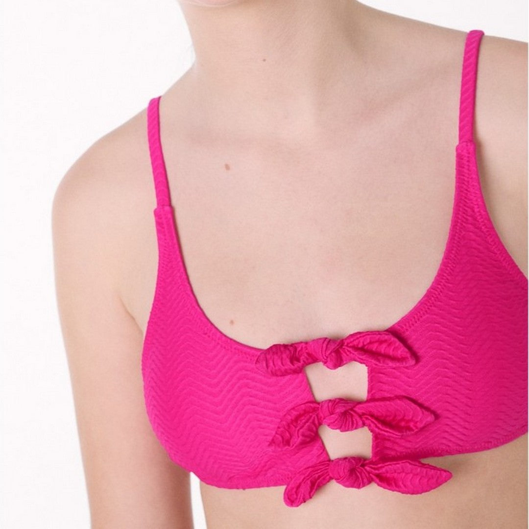 Ysabel Mora Beachwear Bambina Top Bikini Fiocco - 83477 FLUOR PINK