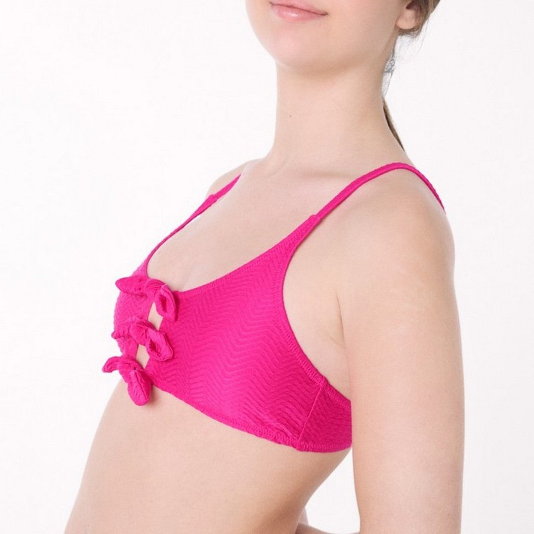 Ysabel Mora Beachwear Bambina Top Bikini Fiocco - 83477 FLUOR PINK
