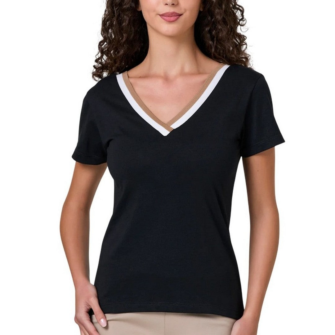 Jadea Maglia Donna Scollo a V Bicolore Cotone