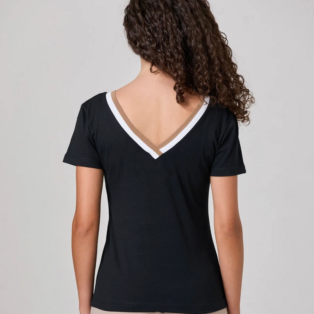 Jadea Maglia Donna Scollo a V Bicolore Cotone