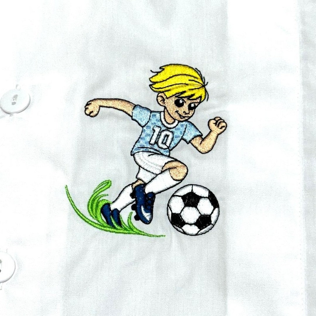 Ambrosino Grembiule Scuola Bambino Quadretti Celeste con Bottoni