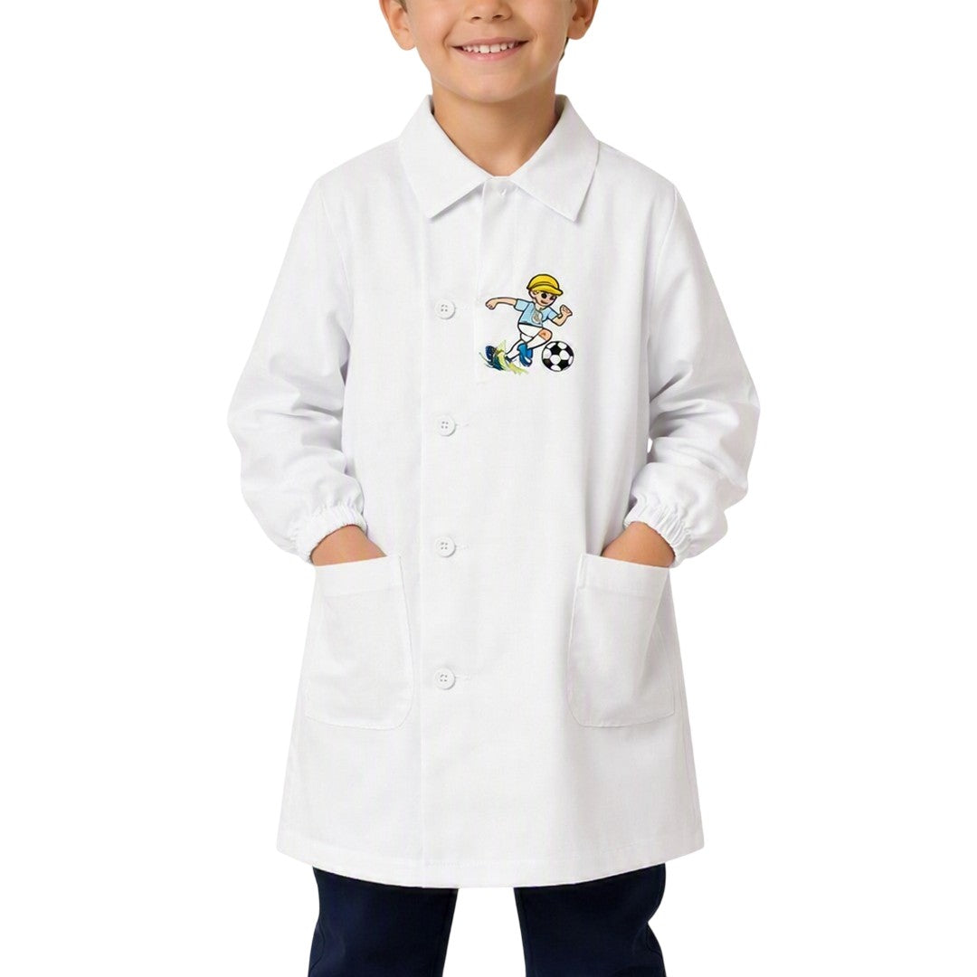 Ambrosino Grembiule Scuola Bambino Quadretti Celeste con Bottoni