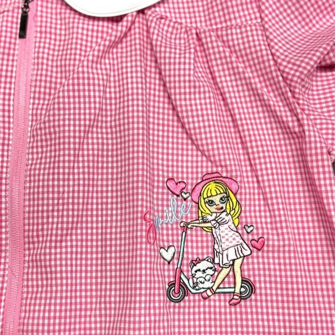 Ambrosino Grembiule Scuola Bambina Quadretti Rosa con Zip