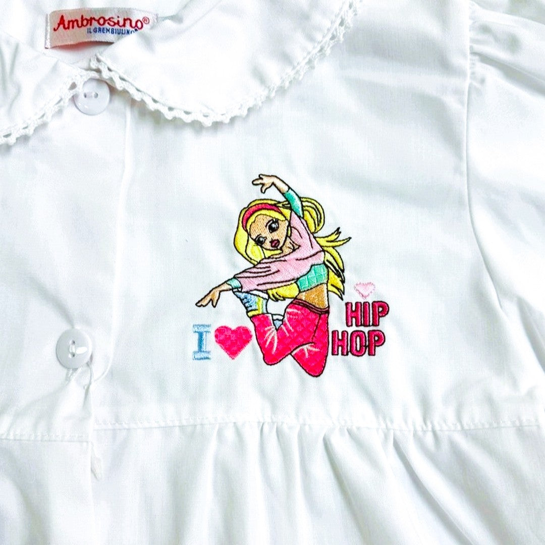 Ambrosino Grembiule Scuola Bambina Bianco con Bottoni
