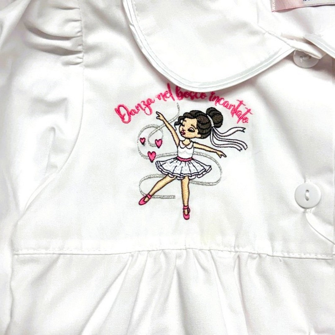 Ambrosino Grembiule Scuola Bambina Bianco con Bottoni