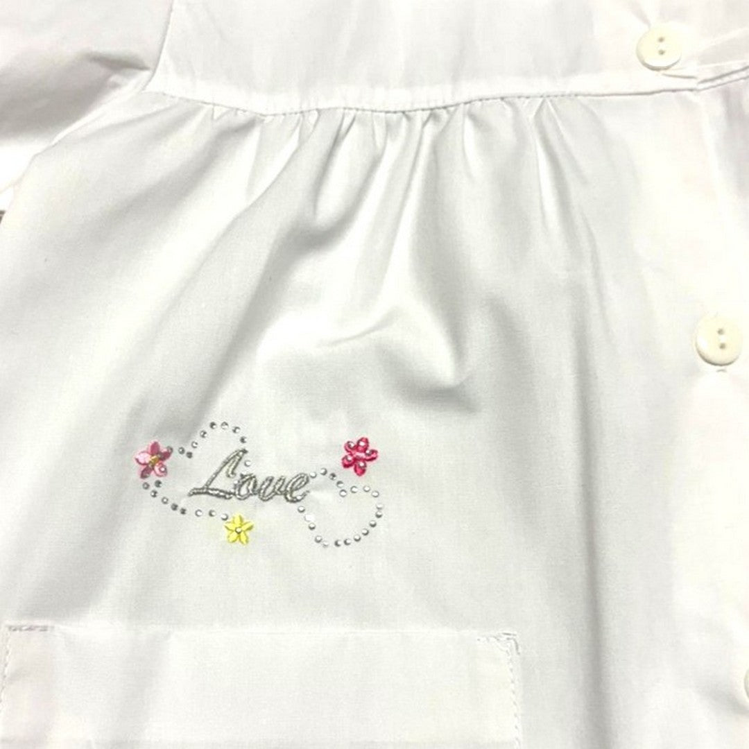 Ambrosino Grembiule Scuola Bambina Bianco con Bottoni