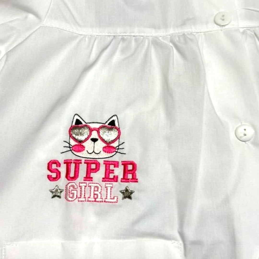Ambrosino Grembiule Scuola Bambina Bianco con Bottoni