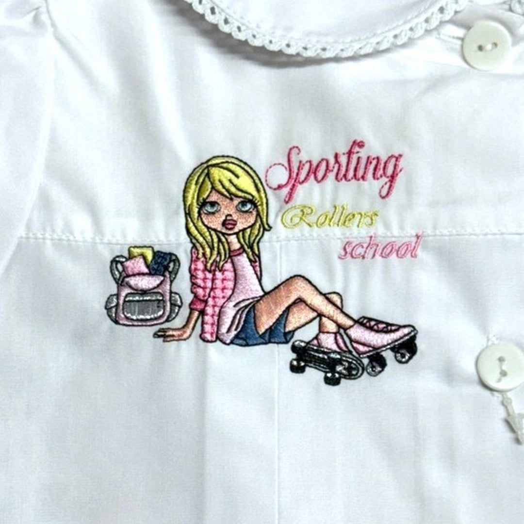 Ambrosino Grembiule Scuola Bambina Bianco con Bottoni