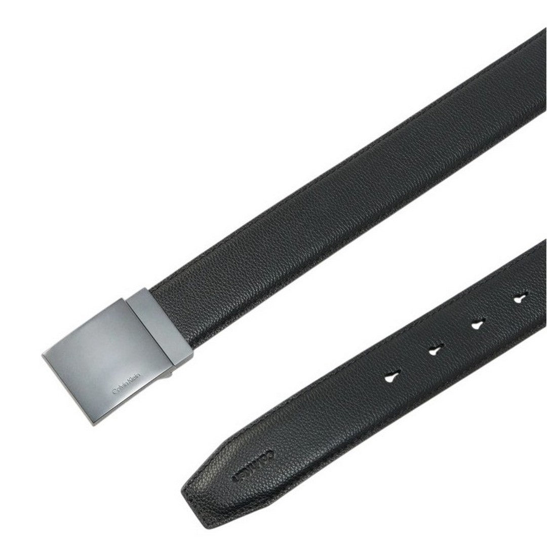 Calvin Klein Uomo Cintura Dress Plaque Pebble Black/Gunmetal - LV04D708