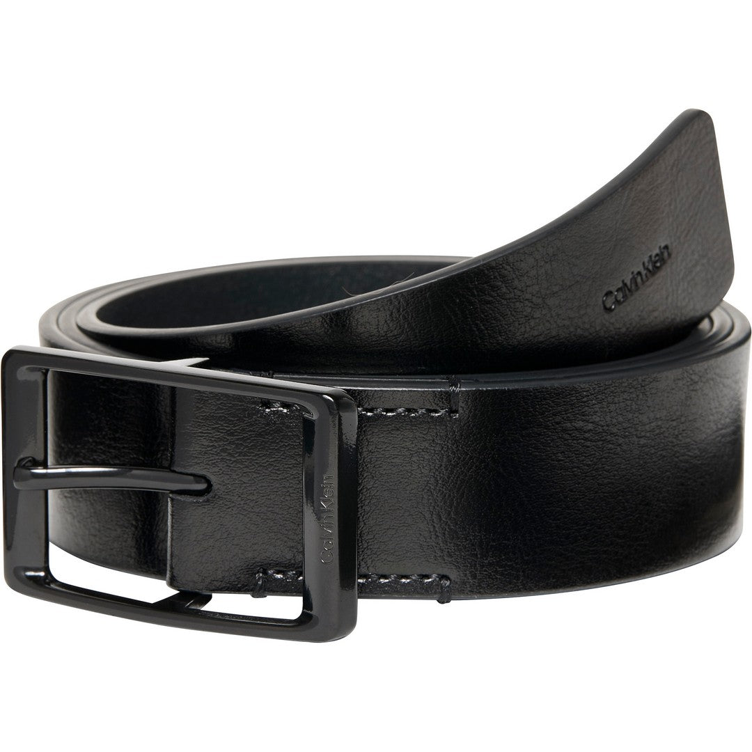 Calvin Klein Uomo Casual Round Buckle Tumbled 35Mm Black/Shiny Black - LV04D7123
