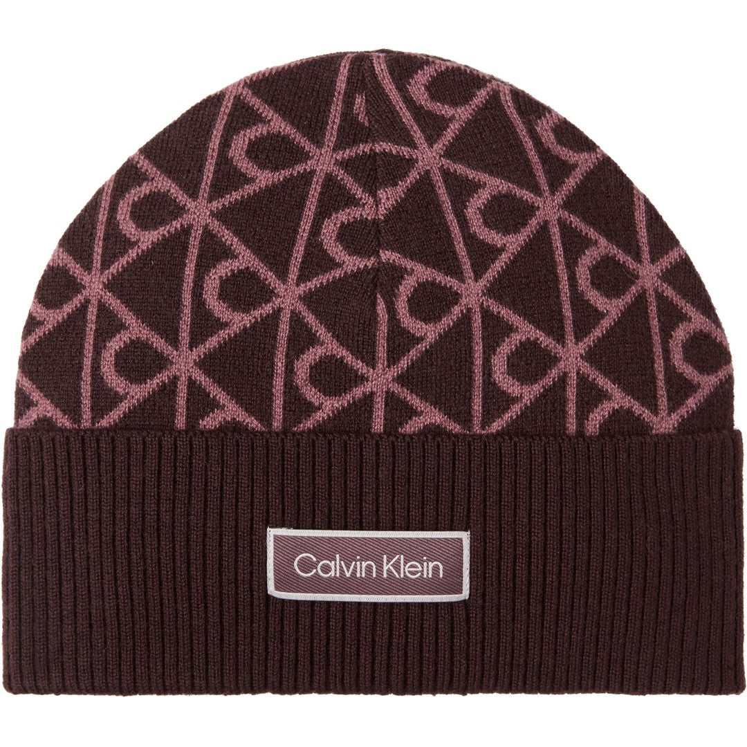 Calvin Klein Donna Berretto Aop Jcq Wool Beanie Fudge - LV04F8111G-BAP